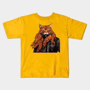 Orange Leather Kitty Kids T-Shirt